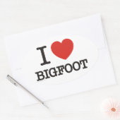 Sticker Ovale J'aime Bigfoot (Enveloppe)