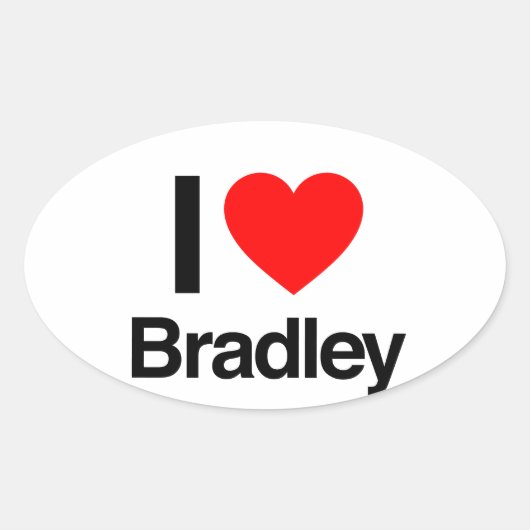 Sticker Ovale j'aime bradley (Devant)