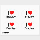 Sticker Ovale j'aime bradley (Feuille)