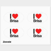 Sticker Ovale j'aime brisa (Feuille)