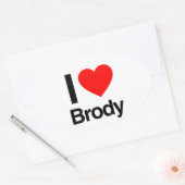Sticker Ovale j'aime brody (Enveloppe)