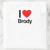 Sticker Ovale j'aime brody (Sac)