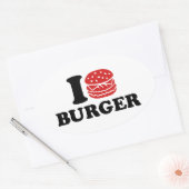 Sticker Ovale J'aime Burger (Enveloppe)