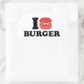 Sticker Ovale J'aime Burger (Sac)