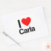 Sticker Ovale j'aime carla (Enveloppe)