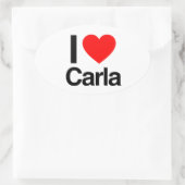 Sticker Ovale j'aime carla (Sac)