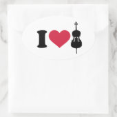 Sticker Ovale J'aime Cello (Sac)
