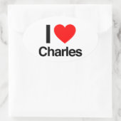 Sticker Ovale j'aime charles (Sac)