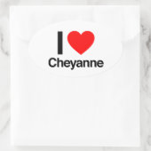 Sticker Ovale j'aime cheyanne (Sac)