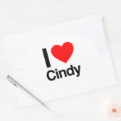 Sticker Ovale j'aime cindy (Enveloppe)