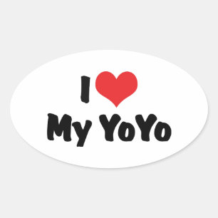 Sticker Ovale J'aime cœur mon YoYo
