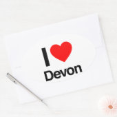 Sticker Ovale j'aime devon (Enveloppe)