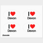 Sticker Ovale j'aime devon (Feuille)