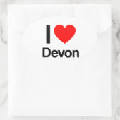Sticker Ovale j'aime devon (Sac)