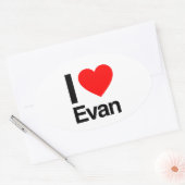 Sticker Ovale j'aime evan (Enveloppe)