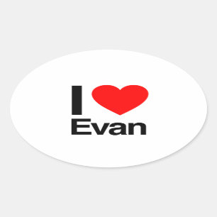 Sticker Ovale j'aime evan