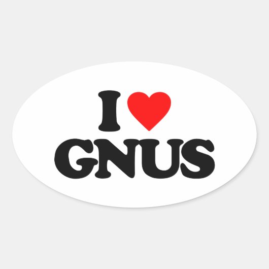 STICKER OVALE J'AIME GNUS (Devant)