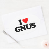 STICKER OVALE J'AIME GNUS (Enveloppe)