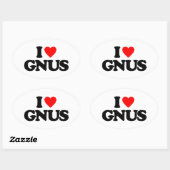 STICKER OVALE J'AIME GNUS (Feuille)