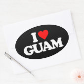 STICKER OVALE J'AIME GUAM (Enveloppe)