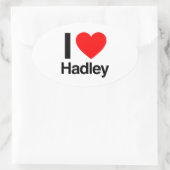 Sticker Ovale j'aime hadley (Sac)