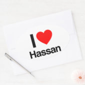 Sticker Ovale j'aime hassan (Enveloppe)