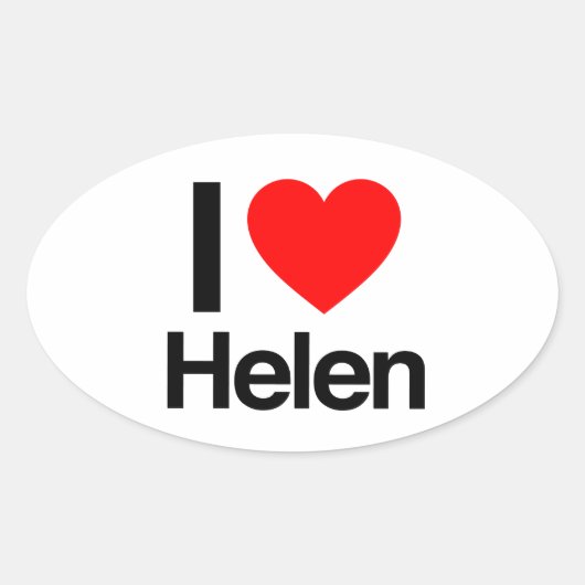 Sticker Ovale j'aime helen (Devant)