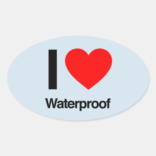 Sticker Ovale j'aime imperméable (Devant)