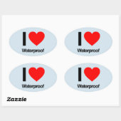 Sticker Ovale j'aime imperméable (Feuille)