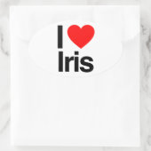 Sticker Ovale j'aime iris (Sac)