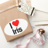 Sticker Ovale j'aime iris (Cadeaux)