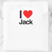 Sticker Ovale j'aime jack (Sac)