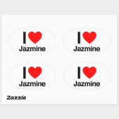 Sticker Ovale j'aime jazmine (Feuille)
