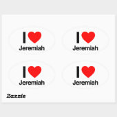 Sticker Ovale j'aime jeremiah (Feuille)