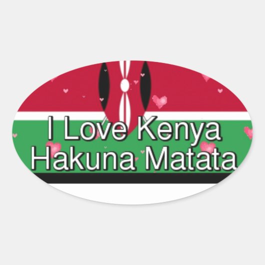 Sticker Ovale J'Aime ! Kenya Hakuna Matata (Devant)