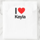Sticker Ovale j'aime keyla (Sac)