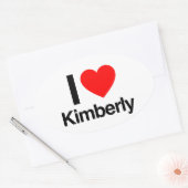 Sticker Ovale j'aime kimberly (Enveloppe)
