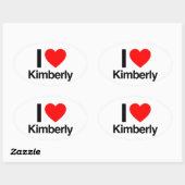 Sticker Ovale j'aime kimberly (Feuille)