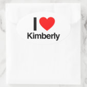 Sticker Ovale j'aime kimberly (Sac)