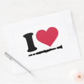 Sticker Ovale J'aime la clarinette (Enveloppe)