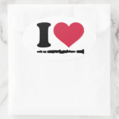 Sticker Ovale J'aime la clarinette (Sac)