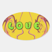 Sticker Ovale J'aime la Jamaïque (Devant)