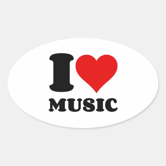 Sticker Ovale J'aime la musique (Devant)