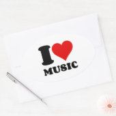 Sticker Ovale J'aime la musique (Enveloppe)