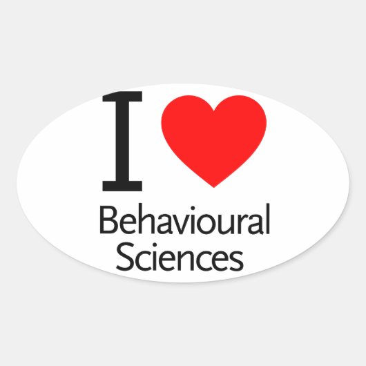 Sticker Ovale J'aime la science comportementale (Devant)