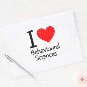 Sticker Ovale J'aime la science comportementale (Enveloppe)