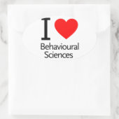 Sticker Ovale J'aime la science comportementale (Sac)