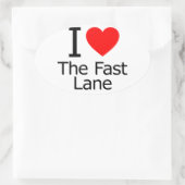 Sticker Ovale J'aime la voie rapide (Sac)