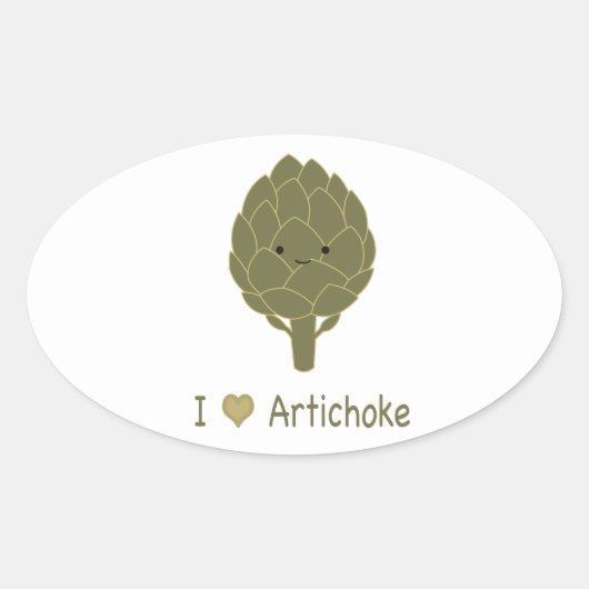 Sticker Ovale J'aime l'artichaut (Devant)