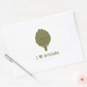 Sticker Ovale J'aime l'artichaut (Enveloppe)